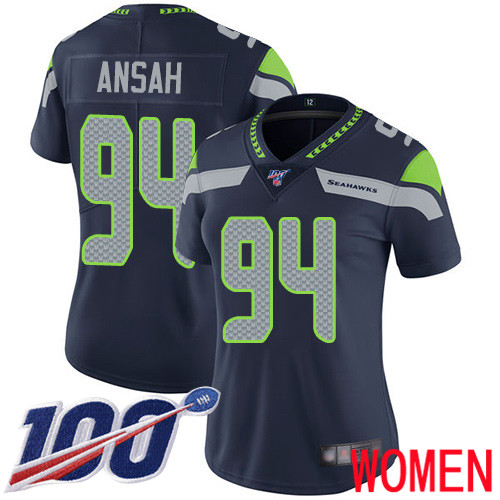 Seattle Seahawks Limited Navy Blue Women Ezekiel Ansah Home Jersey NFL Football 94 100th Season Vapor Untouchable